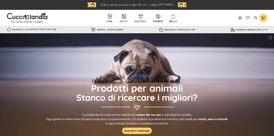 sito e-commerce pet cucciolandia