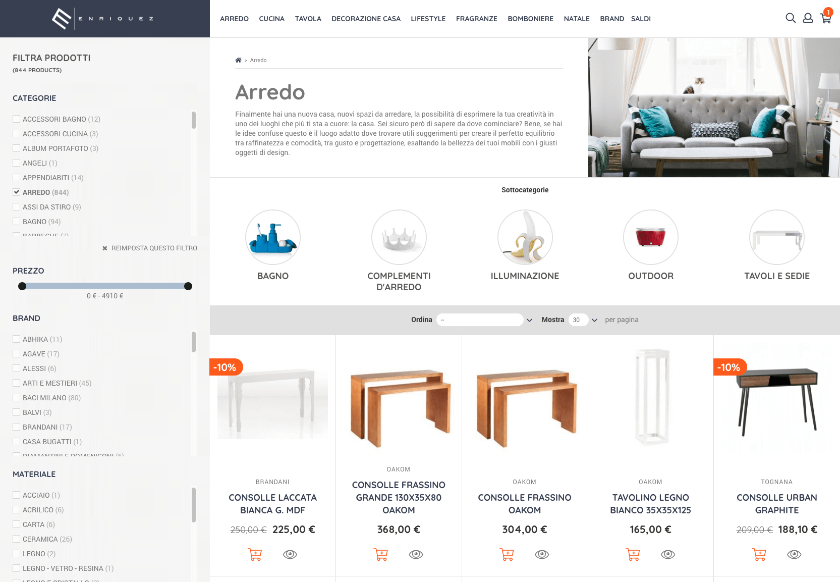 agenzia e-commerce Prestashop per sito arredamento