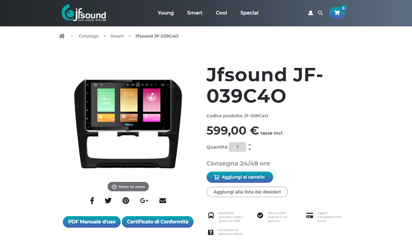creazione e-commerce JF Sound