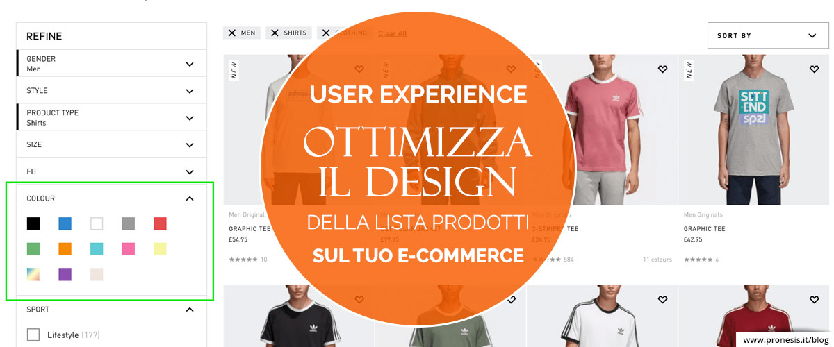 ux lista prodotti ecommerce